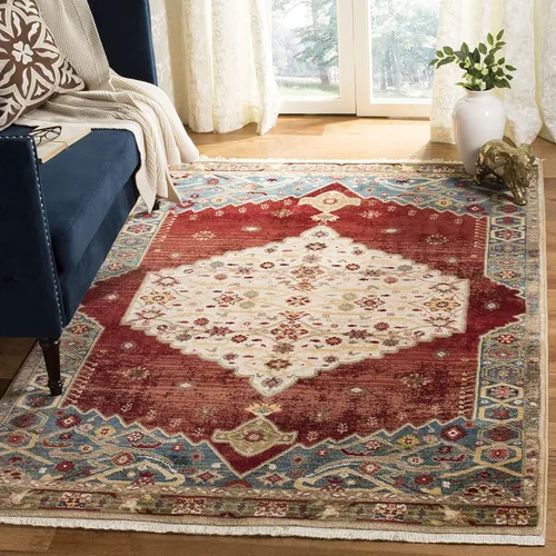 Miniatura 7 de SAFAVIEH Kashan Collection - Alfombra de pasillo, 2 pies 6 pulgadas x 8 pies, azul y rojo, diseño oriental tradicional, no desprende pelusa