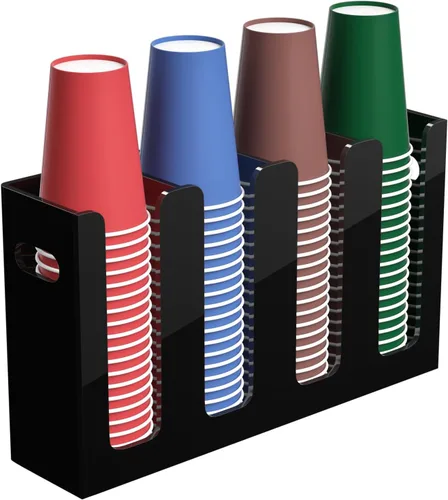 Miniatura 9 de Dispensador de Vasos de Café Desechables con Asas, Montaje en Encimera o Pared, Soporte para Vasos de Bebidas Calientes/Frías y Tapas - Organizador