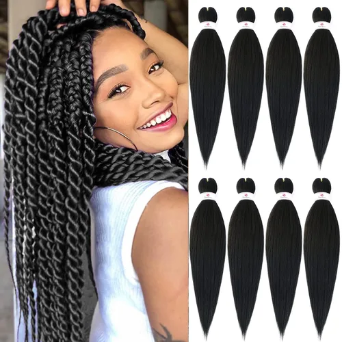 Miniatura 17 de Beyond Beauty - Trenzas preestiradas de cabello profesional sin picazón, ajuste de agua caliente, fibra sintética, textura Yaki, extensiones
