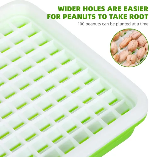 Miniatura 5 de Caja hidropónica de cacahuete, 3 bandejas para vivero con tapa, 6.69 x 6.69 x 6.10 pulgadas, bandeja de germinación libre para jardinería