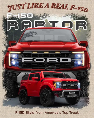 Miniatura 2 de First Ride On - Auto Ford F-150 Raptor de 12 voltios con licencia para niños, juguetes para montar con control remoto, vehículo eléctrico para niños