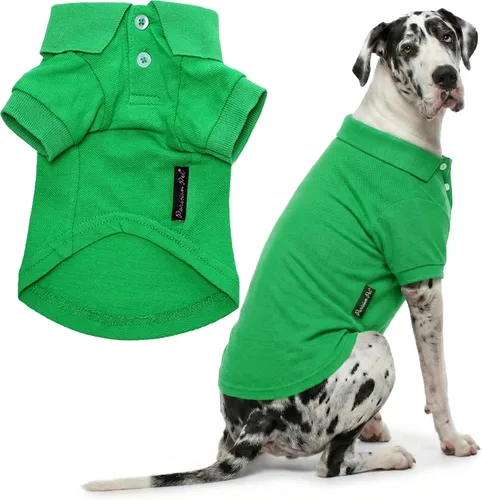 Miniatura 50 de Parisian Pet Polo para perro – Camisa de algodón transpirable en amarillo sólido – Ropa de verano tipo pullover con cuello abotonado para perros