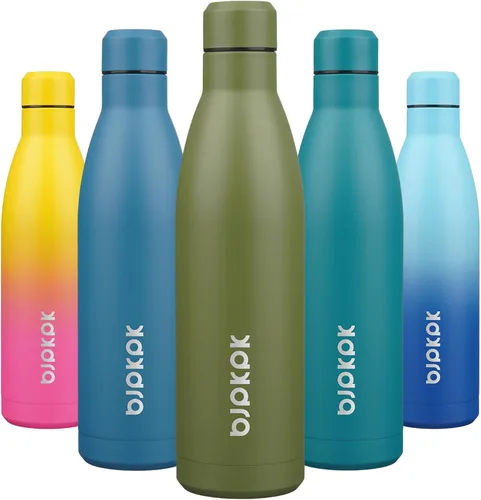 Miniatura 33 de BJPKPK Botellas de agua de acero inoxidable con aislamiento de 17 onzas, mantiene el frío y el calor, brillante oro rosa Oro rosa brillante