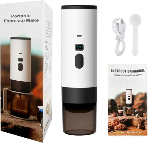 Miniatura 7 de Cafetera portátil de café autocalentable para automóvil, cafetera de café expreso para viajes, camping, funciona con pilas, USB/tipo C, con café