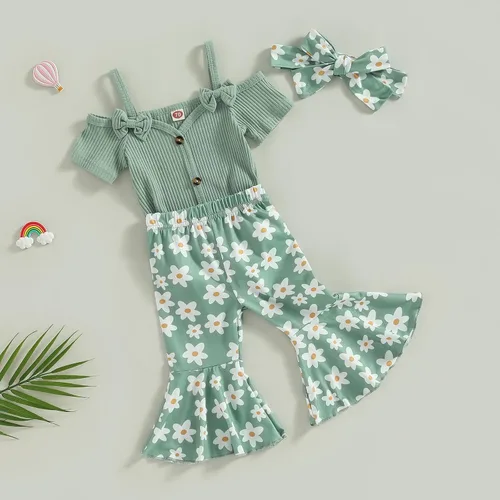 Miniatura 59 de Sejardin Ropa de verano para bebé y niña, recién nacida, manga corta, con letras, mameluco elástico con diadema