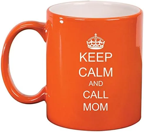 Miniatura 4 de Taza de cerámica con texto en inglés "Keep Calm and Call Mom", color negro