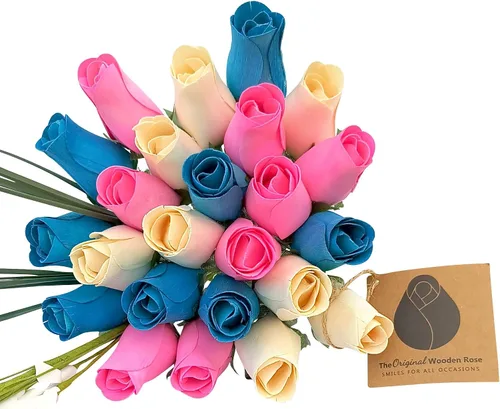 Miniatura 24 de Ramos originales de rosas de madera en 1, 2, o 3 docenas, Madera de abedul, 1 Docena