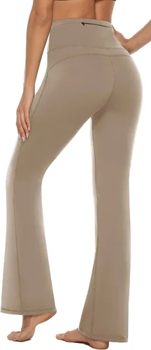Miniatura 5 de AFITNE - Pantalones de yoga con corte de bota con bolsillos para mujer de talle alto pantalones de yoga para entrenamiento con control de abdomen