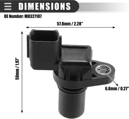 Miniatura 4 de Motoforti Sensor de posición del árbol de levas, para Mitsubishi Eclipse 1996-2005, ABS, MD327107, negro