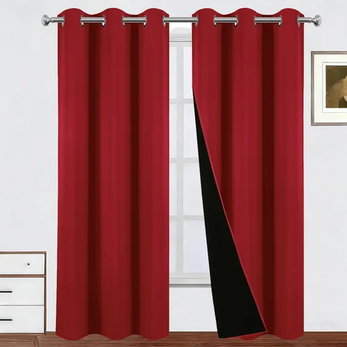 Miniatura 10 de LEMOMO Cortinas 100% opacas de 52 x 95 pulgadas, 2 paneles de oscurecimiento con aislamiento térmico para dormitorio Negro