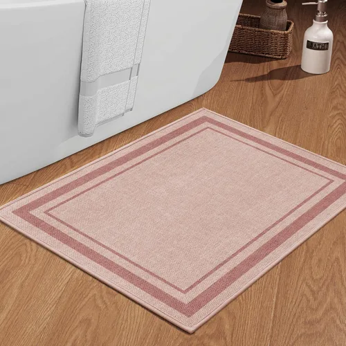 Miniatura 15 de chakme Juego de 2 alfombras de baño ultrafinas, absorbentes, antideslizantes, lavables a máquina, color beige oscuro, 17 x 24 pulgadas + tapete