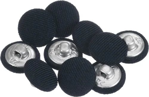 Miniatura 57 de HARFINGTON 10 botones de tela de 24L cubiertos de tela de 0.59 pulgadas, vástago de metal, botones de costura redondos para trajes, blusas de Azul
