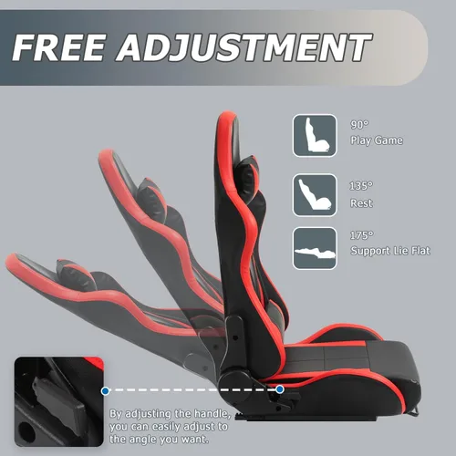 Miniatura 4 de Minneer Asiento de carreras de doble bloqueo, carga de 400 libras, ángulo ajustable, cómodo, transpirable, ergonómico, silla de juegos de vuelo