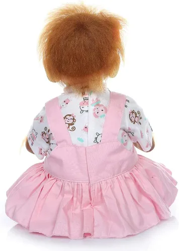 Miniatura 3 de TERABITHIA Muñeca de bebé realista recién nacida de 20 pulgadas, muñeca de mono Reborn de vinilo suave con cuerpo de tela suave, muñeca de arte Rojo