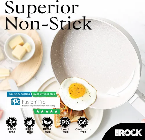 Miniatura 6 de THE ROCK SOHO - Sartén antiadherente de 8 pulgadas con tapa – Nada se pega, nunca se deforma, dura más, sartén de cerámica no tóxica con mango Crema