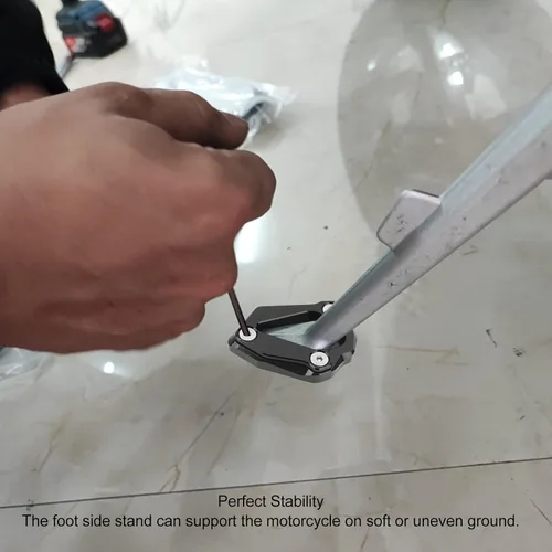 Miniatura 2 de Extensor de pata de cabra de motocicleta, almohadilla de extensión de soporte lateral para pie, placa de soporte de aleación de aluminio