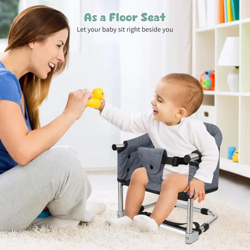 Miniatura 4 de Asiento elevador para mesa de comedor, silla elevadora portátil 3 en 1 con hebilla de seguridad, asiento de alimentación de bebé ajustable y Rojo