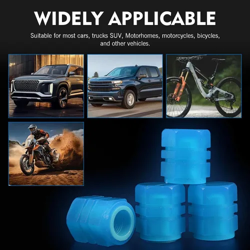 Miniatura 6 de 4 tapones luminosos para válvulas de neumáticos para automóvil, tapones fluorescentes para válvulas de neumáticos de automóvil, tapones de presión