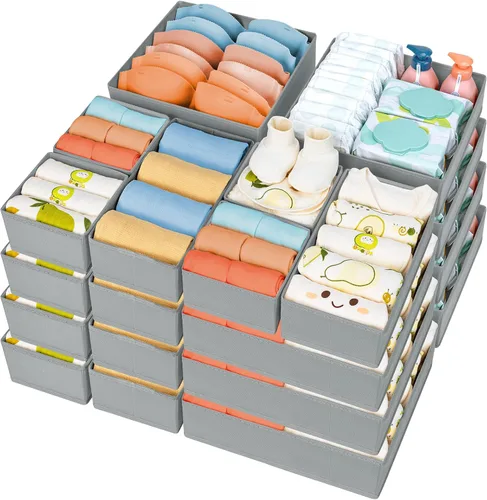 Miniatura 26 de DIMJ Organizador de cajones para ropa, paquete de 6 unidades, organizadores plegables para bebé, organizador de almacenamiento y cómoda