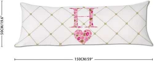 Miniatura 2 de Funda de almohada corporal con monograma del alfabeto y corazón, estampado de leopardo rosa, letra H, almohadas para dormir, funda de almohada larga
