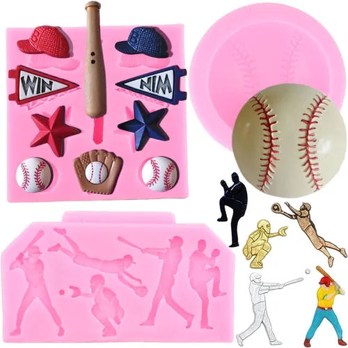 Miniatura 9 de Mujiang Moldes de silicona para bolas de fútbol, béisbol, baloncesto, rugby, fondant, para decoración de pasteles, chocolate, caramelo, arcilla