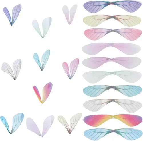 Miniatura 13 de SUNNYCLUE 1 caja 180 pares de decoraciones de mariposa de tela 3D adorno de mariposa pequeñas alas de mariposa de organza para bricolaje, joyas