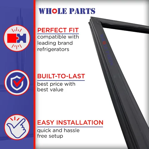 Miniatura 6 de Junta de puerta negra para congelador y refrigerador (tira magnética en el interior) – Parte # WPW10436250 – Compatible con modelos seleccionados