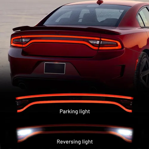Miniatura 2 de FIONE Luz trasera central trasera para Dodge Charger 2015-2024, lente roja, montaje de lámpara de luz LED de respaldo de compuerta trasera