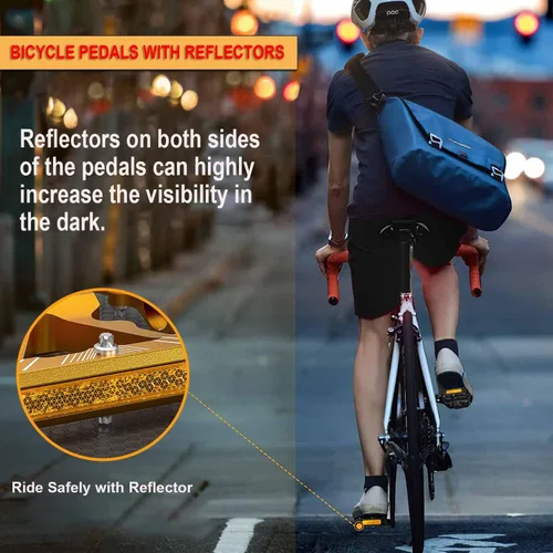 Miniatura 2 de Pedales de bicicleta de 9/16 pulgadas, pedales de bicicleta con reflectores, 3 rodamientos sellados, pedales de plataforma ancha para bicicleta