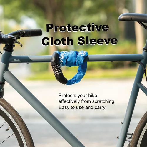 Miniatura 6 de Via Velo Candado de cadena para bicicleta, combinación reiniciable de 5 dígitos, cerradura antirrobo de bicicleta resistente, cerraduras
