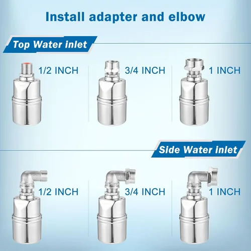 Miniatura 6 de Válvula de flotador automática de 1/2" 3/4" 1", válvula de flotador de control de nivel de agua totalmente automática de acero inoxidable 304, mini