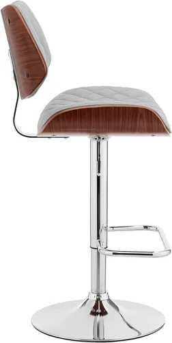 Miniatura 5 de Armen Living Leland Taburete de bar ajustable de piel sintética gris y acabado cromado Gris/cromado
