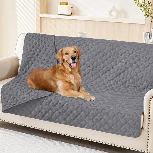 Miniatura 59 de Smiry Funda impermeable para cama de mascota, suave y lavable, para muebles, cama, sofá, reversible, a cuadros (30 x 53 pulgadas, color beige/beige)