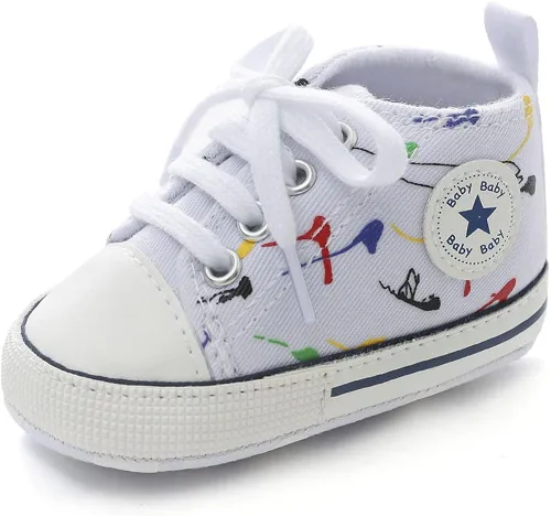 eitwo Zapatos de lona suave unisex para bebés y niñas, ligeros y antideslizantes para recién nacidos y niños pequeños