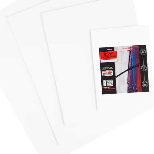 Miniatura 5 de Neliblu Lienzos blancos para pintar, paquete de 30, tableros de lienzo de pintura de algodón surtido para pintura al óleo y acrílica, lienzo