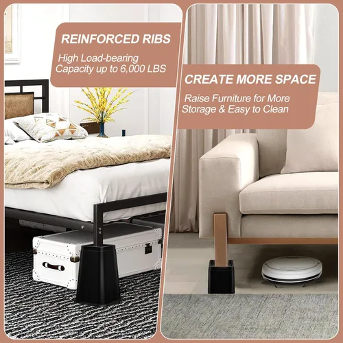 Miniatura 6 de shouwuhho Elevador de Cama de 8 Pulgadas de Alta Resistencia, Elevador de Muebles de 12" 8" 4" para Mesa, Pata de Escritorio, Sofá, Sofá Cama