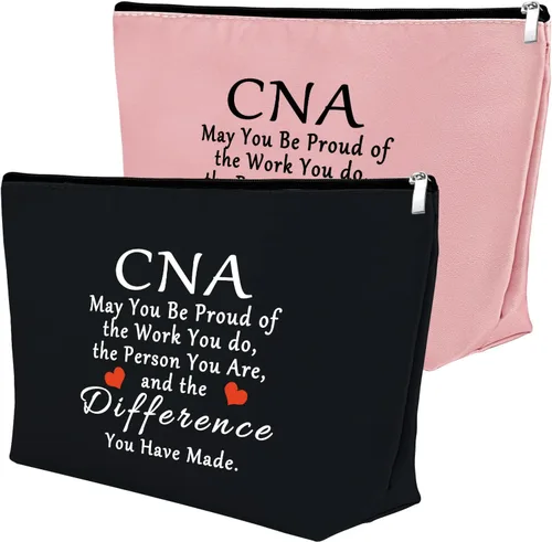Miniatura 9 de Mxrymvu Regalos de la semana de CNA Bolsas de maquillaje Regalos de agradecimiento CNA, 2 piezas beige.