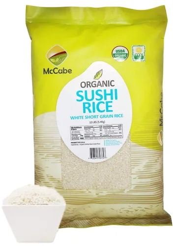 McCabe Arroz orgánico para sushi de 12 libras, certificado orgánico por USDA, certificado CCOF (agricultores orgánicos certificados por California),