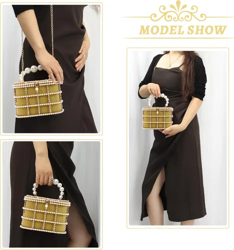 Miniatura 6 de Lanpet Bolso de noche para mujer, bolso de mano de metal con cristal para boda, baile de graduación, fiesta de cumpleaños
