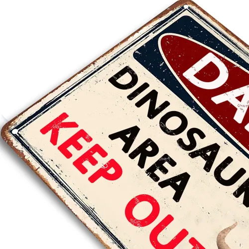 Miniatura 2 de Divertida decoración de pared de dinosaurios, letreros y carteles metálicos para habitación de niños, baño o cueva, 12 x 8 pulgadas