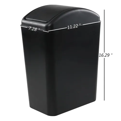 Miniatura 3 de Asking - Bote de basura pequeño de 4.5 galones con tapa abatible, paquete de 3, color negro Cubo de basura de plástico con tapa giratoria, mango
