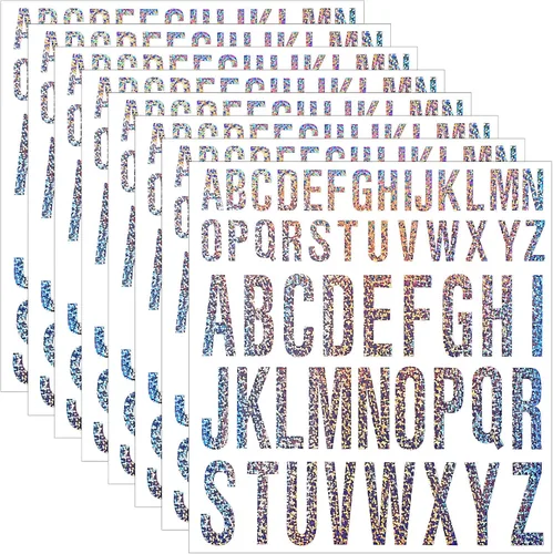 Miniatura 18 de Gersoniel 8 hojas de calcomanías de letras de graduados, calcomanías de vinilo del alfabeto, impermeables, autoadhesivas, letras para decoración
