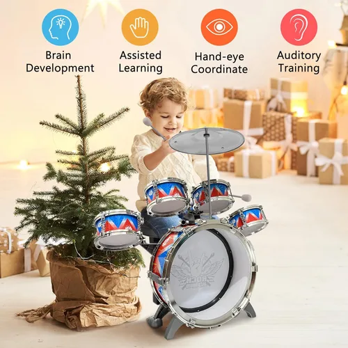 Miniatura 2 de Set de batería para niños pequeños de 3 a 5 años, kit de banda de jazz para niños, kit de rock, regalo perfecto de cumpleaños y Navidad - Juego