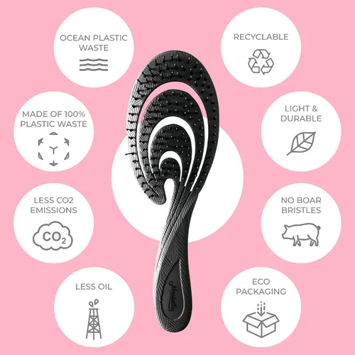 Miniatura 4 de Ninabella Cepillo orgánico desenredante para el cabello, para mujeres, hombres y niños, no tira del cabello, cepillos alisadores para cabello liso