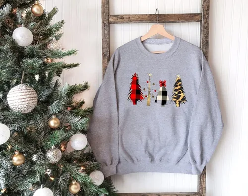 Miniatura 6 de Barlver Suéteres de forro polar de Navidad para mujer, sudaderas mullidas de manga larga con gráficos navideños