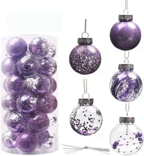 Miniatura 7 de YYCRAFT Adornos de Bolas de Navidad de Plástico Transparente Irrompibles 6CM (2.36 pulgadas) Bolas de Navidad Juego de Esferas con Decoraciones Negro