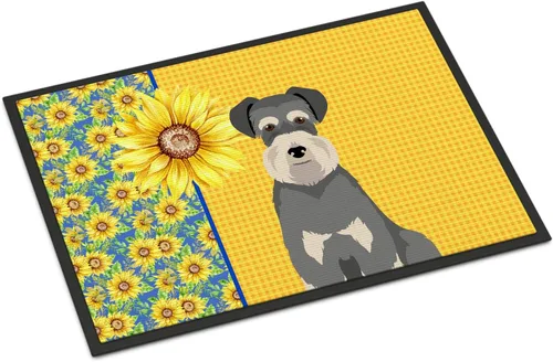 Miniatura 163 de Caroline's Treasures WDK5313MAT Airedale Terrier - Tapete para puerta delantera de 18 x 27 pulgadas, diseño de girasoles de verano, para entrada