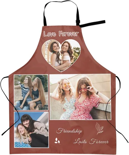 Miniatura 10 de Delantales personalizados con dos bolsillos para mujeres y hombres, delantales personalizados impresos con texto fotográfico para cocinero de cocina