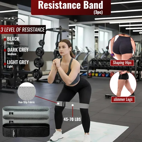 Miniatura 6 de Juego esencial de gimnasio 10 en 1: almohadilla de barra para empuje de cadera, correa de tobillo para máquina de cable, bandas de resistencia, clip