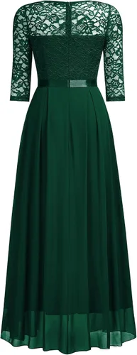 Miniatura 7 de Miusol Vestido largo de dama de honor con mangas 34 de contraste y encaje floral elegante para mujer